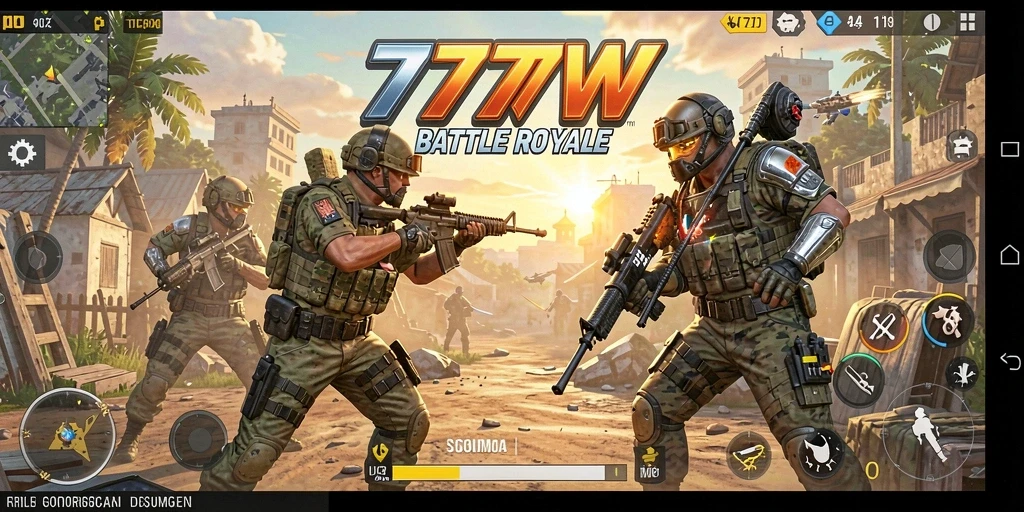 Gameplay seru dan intens di 7777W Battle Royale.