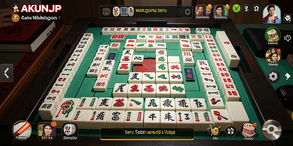 Screenshot AKUNJP menunjukkan gameplay seru Mahjong yang menantang.