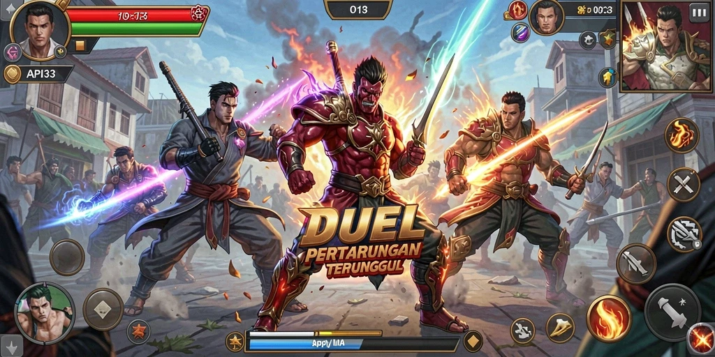 Gameplay seru dan intens dari API33 dalam pertarungan Fighting.