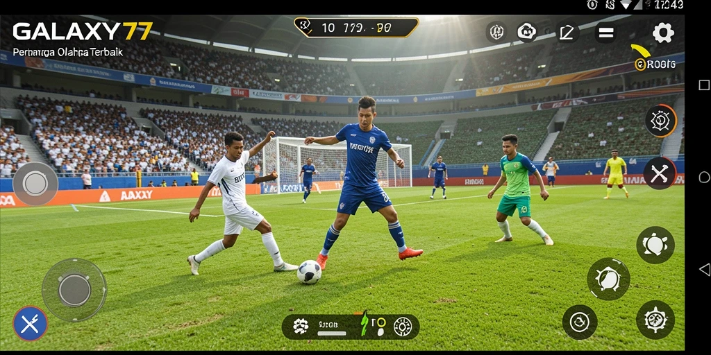Tampilan gameplay seru dalam GALAXY77 saat berkompetisi di arena olahraga.