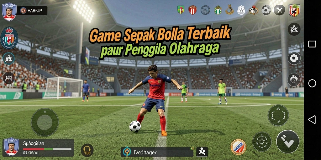 Tangkapan layar gameplay <strong>HARAPJP</strong> menunjukkan para pemain beraksi di lapangan sepak bola.