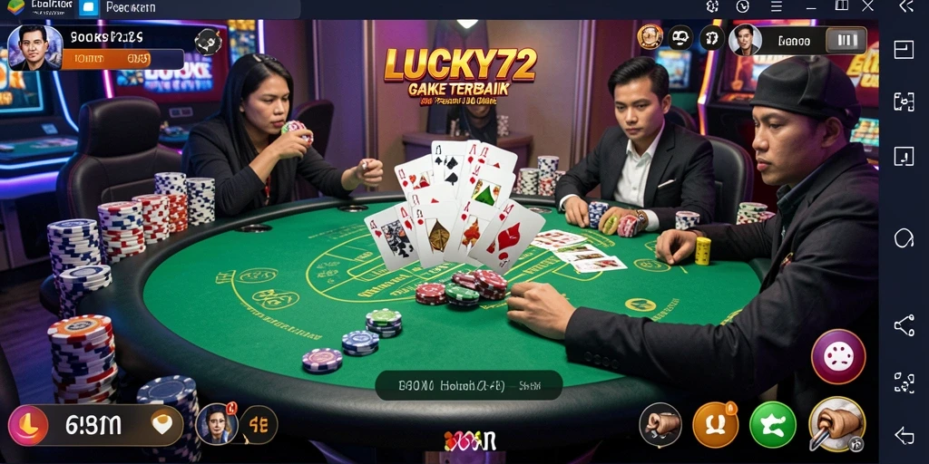 Screenshot gameplay Poker di LUCKY72 menampilkan pemain bersaing di meja.