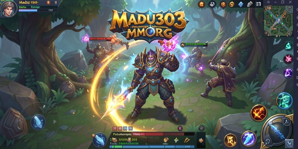 Screenshot menampilkan aksi seru dalam dunia MMORPG MADU303.