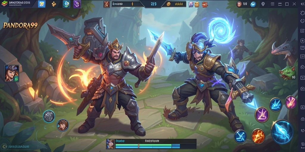 Tangkapan layar PANDORA99 menampilkan aksi seru dalam arena pertarungan MOBA.