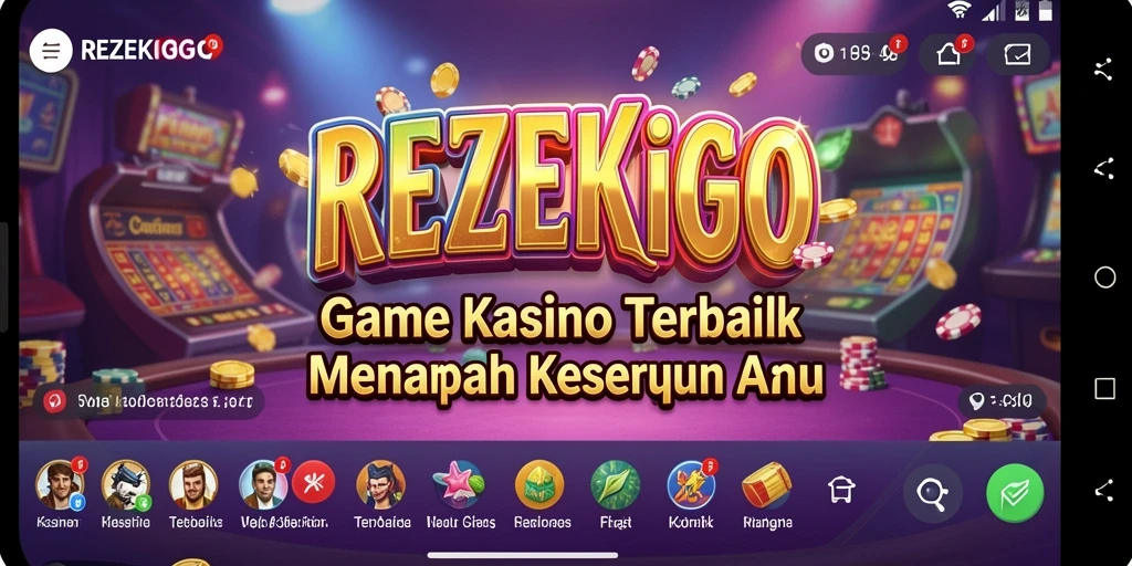 Tampilan gameplay menegangkan di REZEKIGO dengan berbagai permainan kasino.