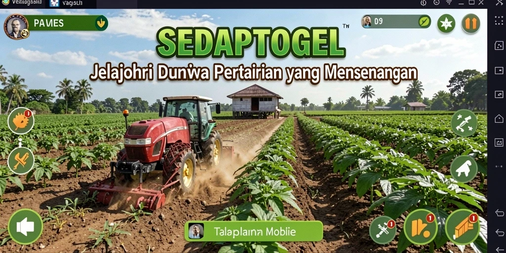 Tampilan gameplay SEDAPTOGEL dengan suasana pertanian yang ceria.
