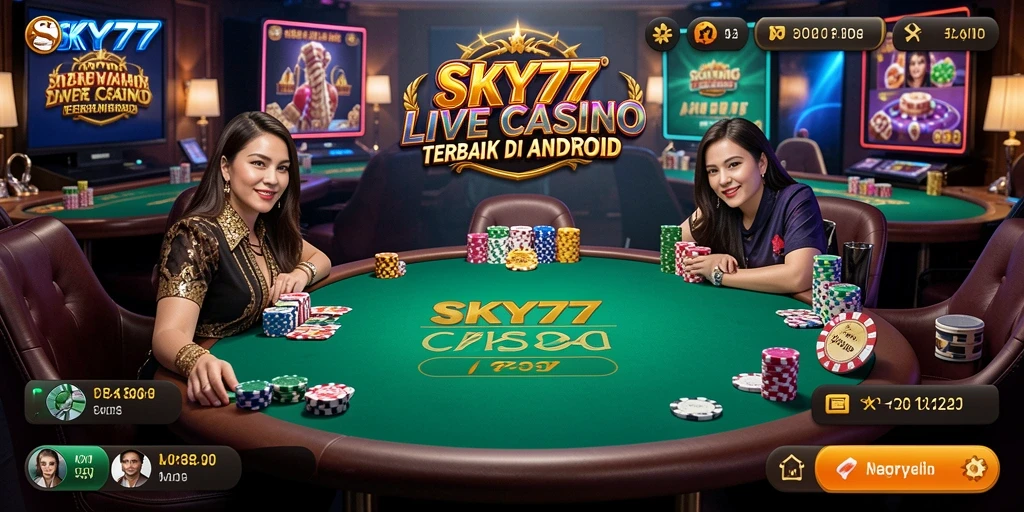 Tampilan gameplay Live Casino yang interaktif dan menarik di SKY77.