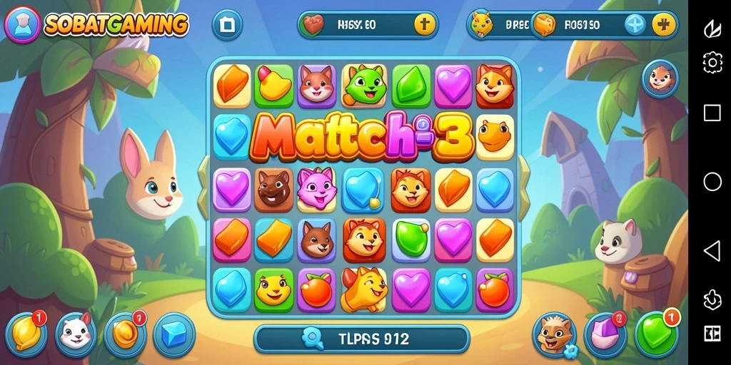 Screenshot gameplay SOBATGAMING yang menunjukkan keseruan mencocokkan item.