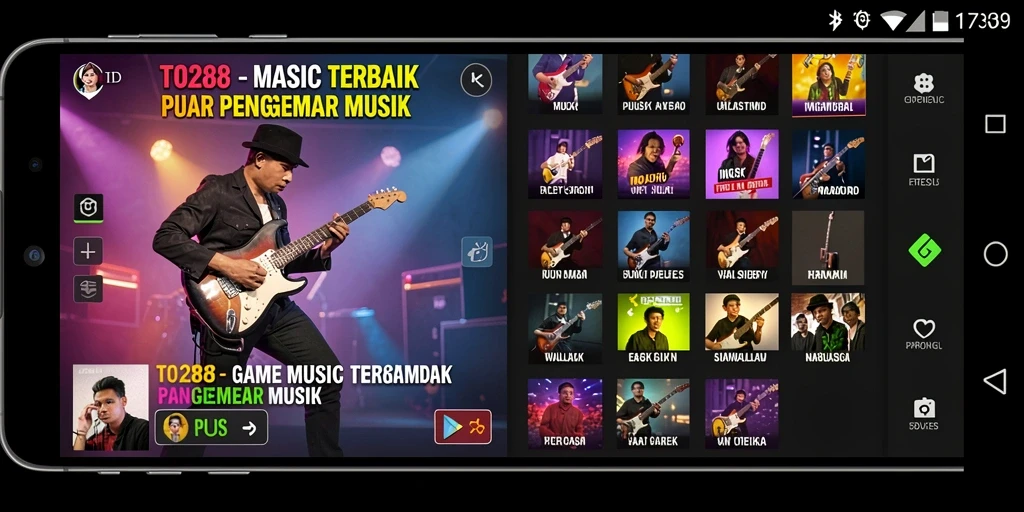 Screenshot gameplay TO288 menampilkan aksi seru bermain musik.