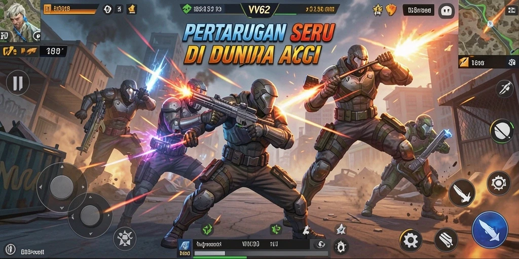 Tangkapan layar dari gameplay Action di VV62 yang intens dan mendebarkan.